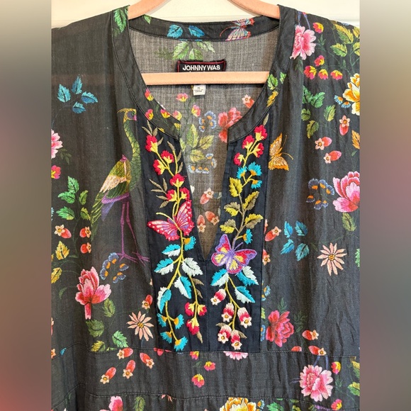 Johnny Was Butterfly Floral Tie Back Dress - Picture 5 of 6